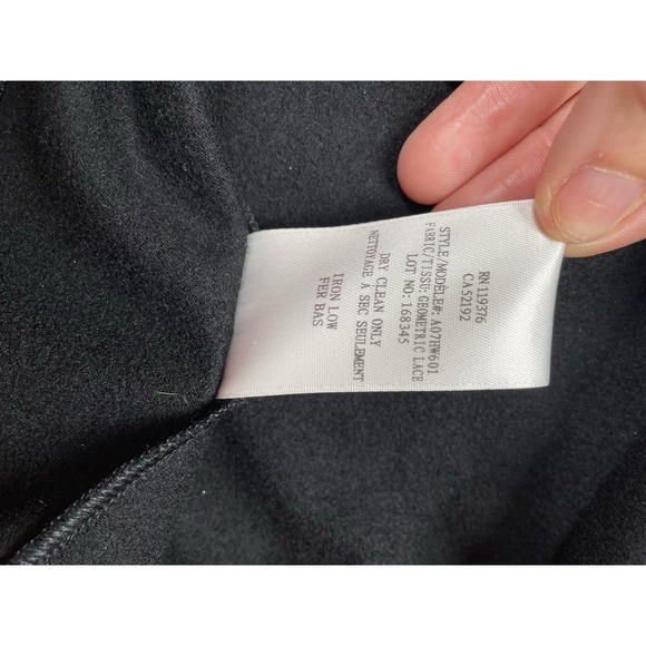 Helmut Lang Black Asymmetrical Geometric Lace Wool Dress With Shoulder Pads Sz S - Picture 9 of 11